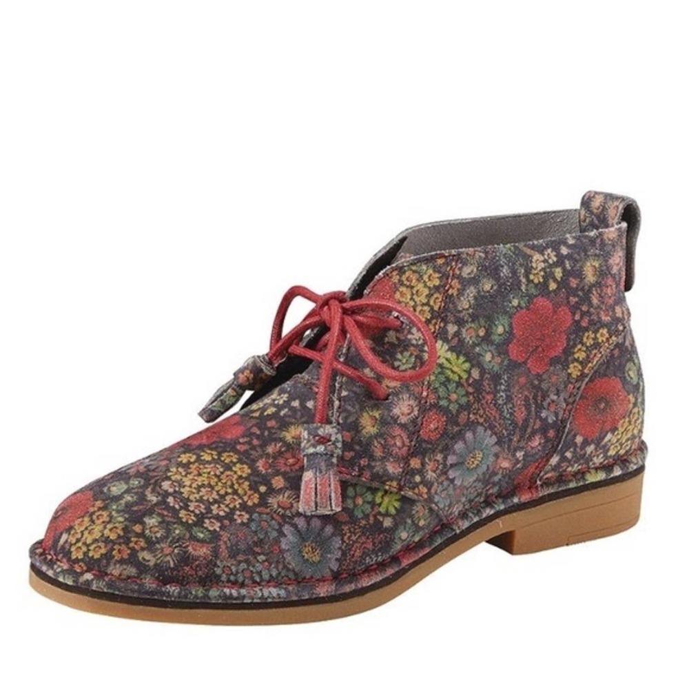Hush Puppies Multicolor Floral Ankle Boots with Red Laces